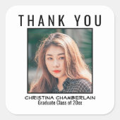 Hartelijk dank voor Afstuderen Black Custom Square Vierkante Sticker (Voorkant)