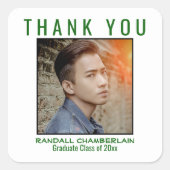 Hartelijk dank voor Afstuderen Green Black Aangepa Vierkante Sticker (Voorkant)