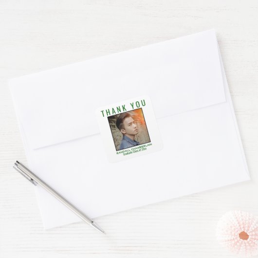 Hartelijk dank voor Afstuderen Green Black Aangepa Vierkante Sticker (Envelop)