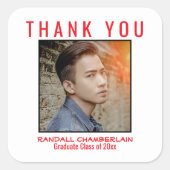 Hartelijk dank voor Afstuderen Red Black Aangepast Vierkante Sticker (Voorkant)