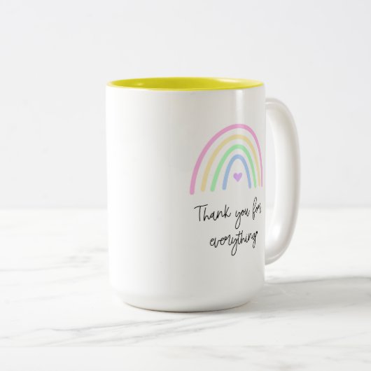 Hartelijk dank voor alle grote regenboogMok Tweekleurige Koffiemok (Voorkant rechts)