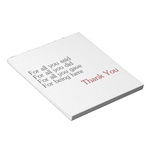 Hartelijk dank voor allen notitieblok (Schuin)