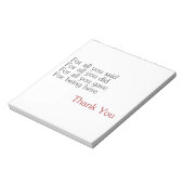 Hartelijk dank voor allen notitieblok (Linkerzijde)