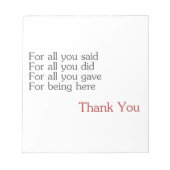 Hartelijk dank voor allen notitieblok (Voorkant)