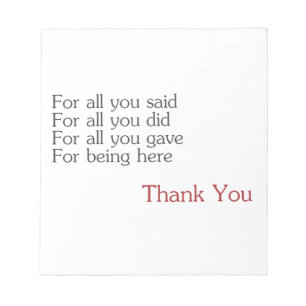 Hartelijk dank voor allen notitieblok