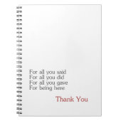 Hartelijk dank voor allen notitieboek (Voorkant)