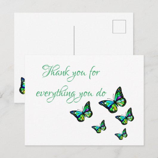 Hartelijk dank voor alles wat u doet voor vlinderv briefkaart (Voorkant / Achterkant)