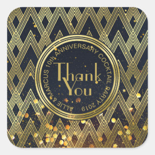 Hartelijk dank voor Art Deco Gatsby Gold Glitter G Vierkante Sticker