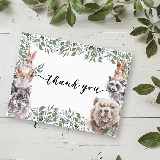 Hartelijk dank voor Baby shower Woodland Animals Briefkaart