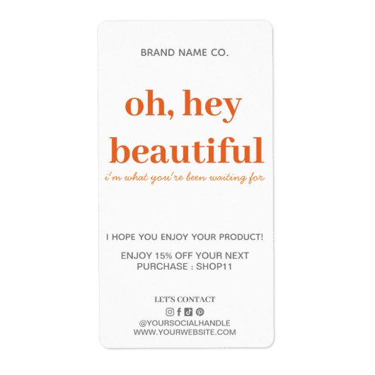 Hartelijk dank voor bestelling 70's | Oranje en gr Etiket (Voorkant)