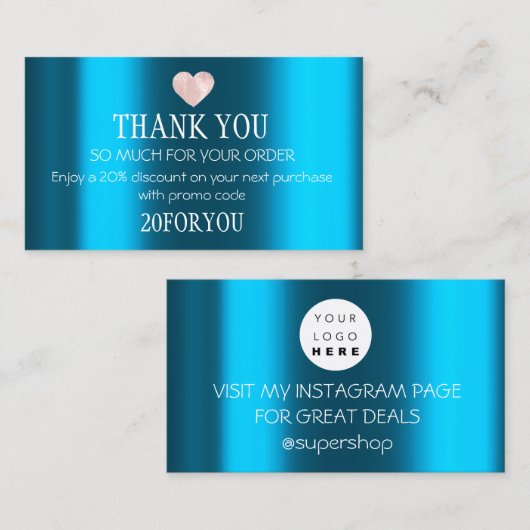 Hartelijk dank voor Blauwgroen code voor korting o Visitekaartje (Voorkant / Achterkant)