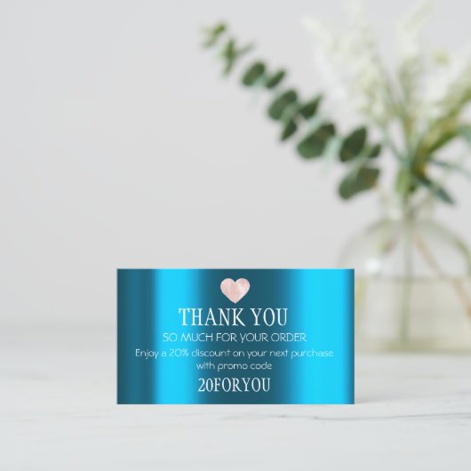 Hartelijk dank voor Blauwgroen code voor korting o Visitekaartje (Staand voorkant)