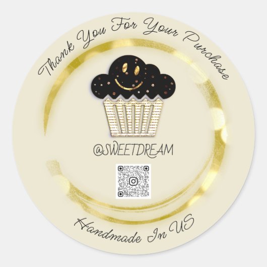 Hartelijk dank voor Chocolade Muffin QR CODEGold S Ronde Sticker (Voorkant)