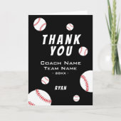 Hartelijk dank voor Coach Black Baseball Card Bedankkaart (Voorkant)