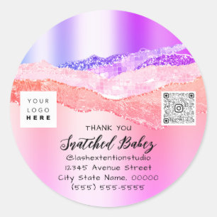 Hartelijk dank voor Cosmetische Logo QR-code Roze Ronde Sticker