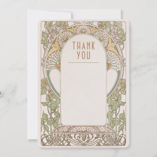 Hartelijk dank voor  creditcard Art Nouveau Weddin Kaart (Voorkant)