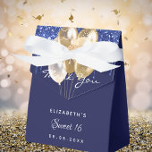 Hartelijk dank voor de 16 marjoen blauwe goudballo bedankdoosjes