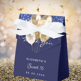 Hartelijk dank voor de 16 marjoen blauwe goudballo bedankdoosjes