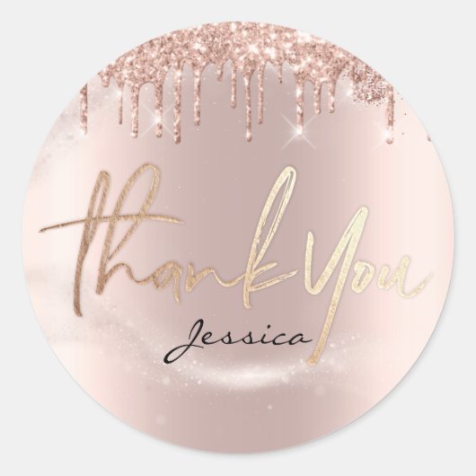 Hartelijk dank voor de 16de Bridal Roos Glitter Sp Ronde Sticker (Voorkant)