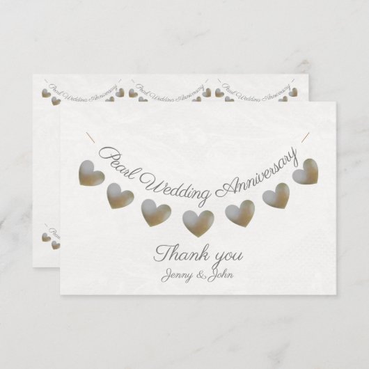 Hartelijk dank voor de 30e Pearl bruiloft trouwdag Bedankkaart (Voorkant / Achterkant)