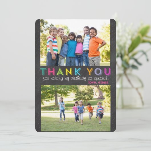 Hartelijk dank voor de aangepaste meervoudige foto bedankkaart (Staand voorkant)