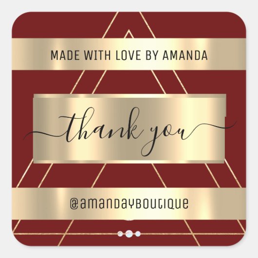 Hartelijk dank voor de aangepaste winkelnaam Gold  Vierkante Sticker (Voorkant)
