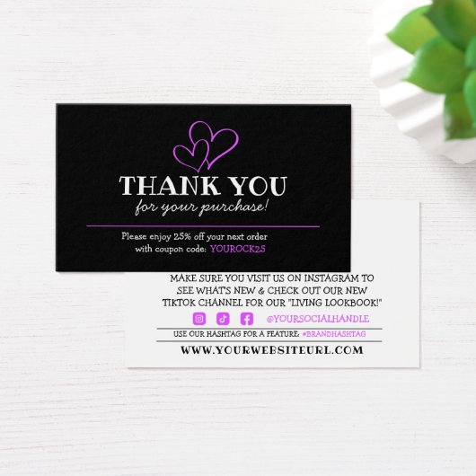 Hartelijk dank voor de aankoop van de Fuschia Hear Visitekaartje (Bureau)