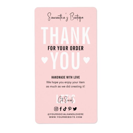 Hartelijk dank voor de aankoop van roze tonde Logo Etiket (Voorkant)