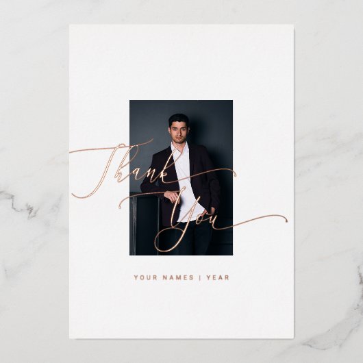 Hartelijk dank voor de Afstuderen elegante kalligr Folie Feestdagenkaart (Voorkant)