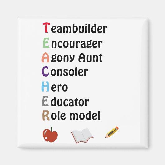 Hartelijk dank voor de akroestische leraar magneet (Voorkant)