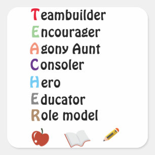 Hartelijk dank voor de akroestische leraar vierkante sticker