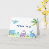 Hartelijk dank voor de Baby shower Cute Dinosaur-k Kaart (Gele Bloem)