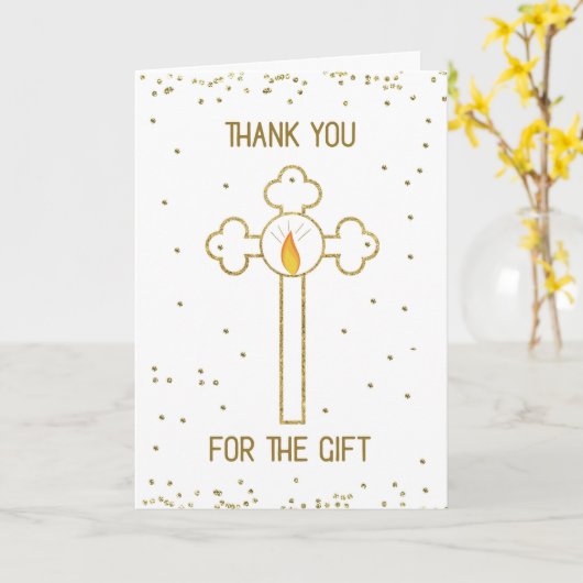 Hartelijk dank voor de Baptism Gift Gold Cross Kaart (Gele Bloem)