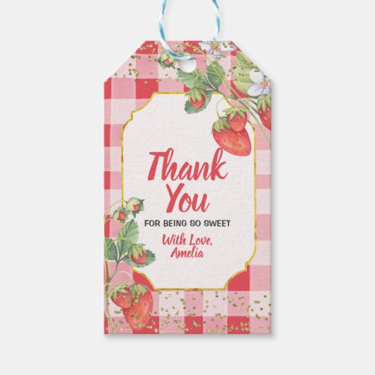 Hartelijk dank voor de Berry Sweet Strawberry Gift Cadeaulabel (Voorkant)