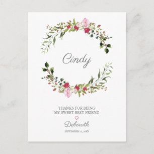 Hartelijk dank voor de beste vrienden Floral Wreat Briefkaart