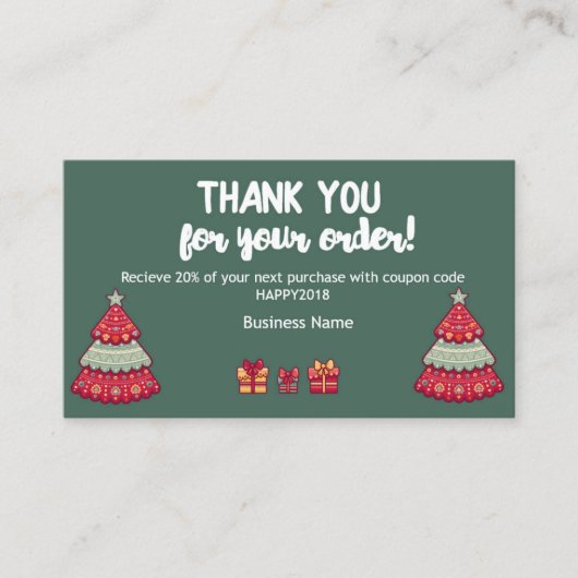 Hartelijk dank voor de bijsluiter van uw bestellin kortingskaartje (Voorkant)