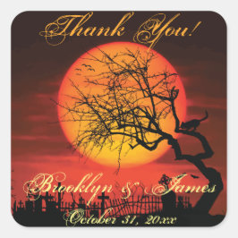 Hartelijk dank voor de Black Halloween Wedding Sti Vierkante Sticker
