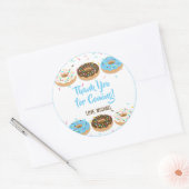 Hartelijk dank voor de "Blauwe Donuts" Ronde Sticker (Envelop)