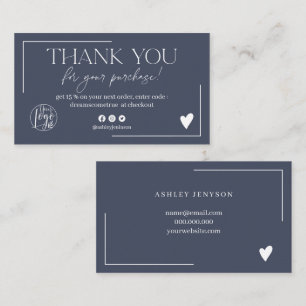 Hartelijk dank voor de blauwe logo-scriptvolgorde  visitekaartje