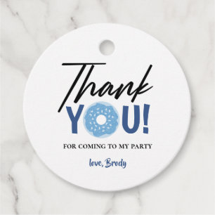 Hartelijk dank voor de Blue Doughnut Theme Party Bedankjes Labels