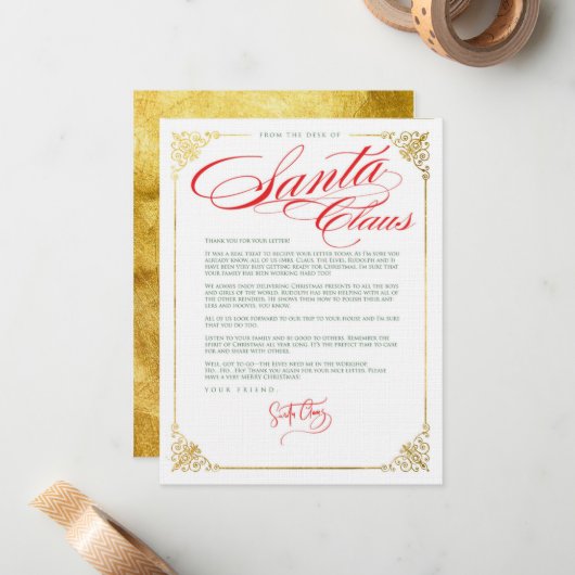 Hartelijk dank voor de brief van de kerstman notitiekaartje (Voorkant / Achterkant in situ)