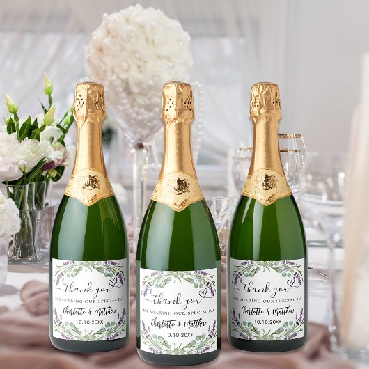 Hartelijk dank voor de bruinbruidjes van Lavender Sparkling Wijnetiket