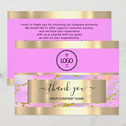 Hartelijk dank voor de Business Insert Card Hologr Kaart (Voorkant / Achterkant)