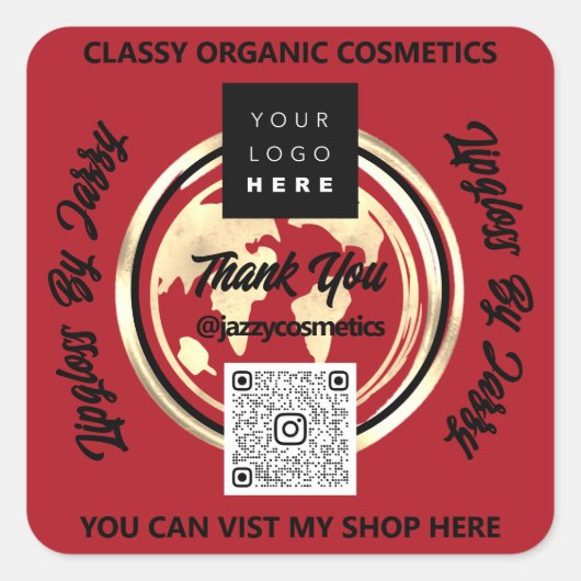 Hartelijk dank voor de Business QR Code Logo Earth Vierkante Sticker (Voorkant)