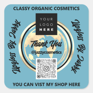 Hartelijk dank voor de Business QR Code Logo Earth Vierkante Sticker