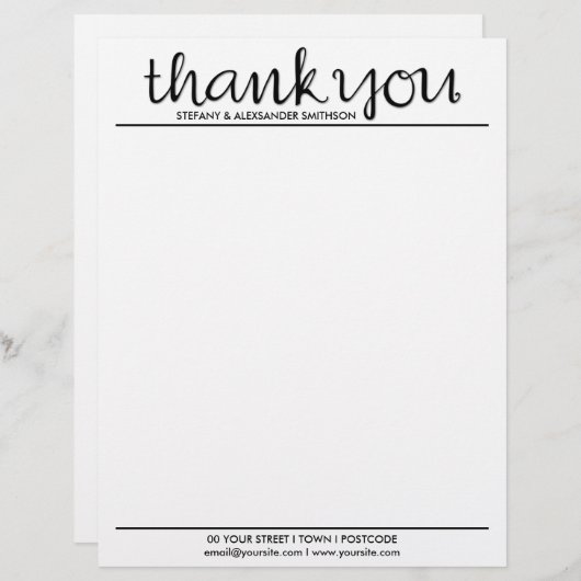 Hartelijk dank voor de cursieve zwarte briefhoofd (Voorkant / Achterkant)