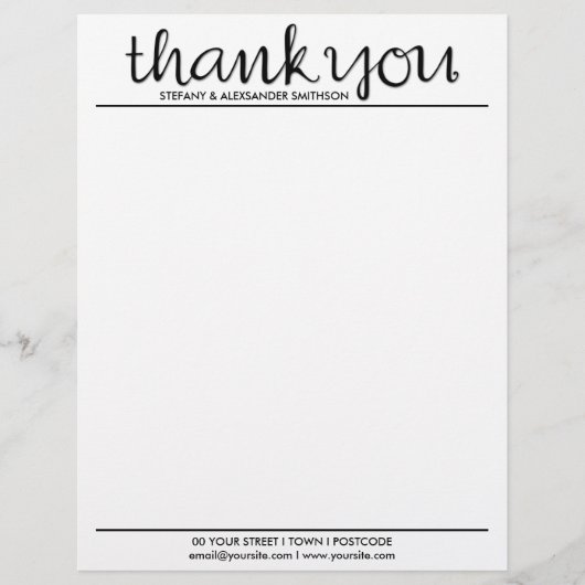 Hartelijk dank voor de cursieve zwarte briefhoofd sjabloon (Voorkant)