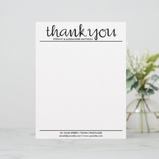 Hartelijk dank voor de cursieve zwarte briefhoofd sjabloon (Staand voorkant)