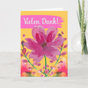 Hartelijk dank voor de Duitse Waterverf bloemen Kaart