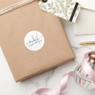 Hartelijk dank voor de elegante Typografie Chic Bl Ronde Sticker